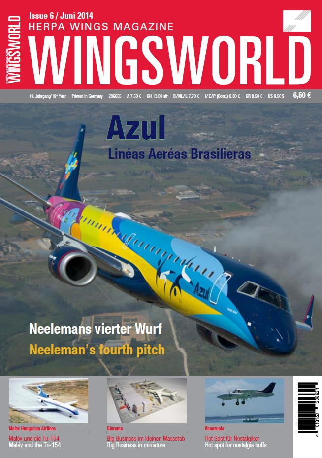 A Herpa WingsWorld magazin 2014. decemberi száma, címlapon a Malév-cikk ajánlójával, lásd. a bal alsó sarokban. (Forrás: Herpa WingsWorld Szerkesztőség) | © AIRportal.hu