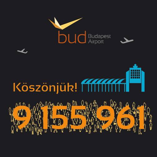A Budapest Aiport köszönő plakátja a 9 millió főt is meghaladó forgalomért. (Forrás: Budapest Airport) | © AIRportal.hu