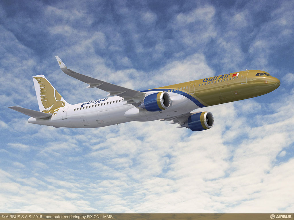 A321neo a Gulf Air festésében. (Grafika: Airbus) | © AIRportal.hu