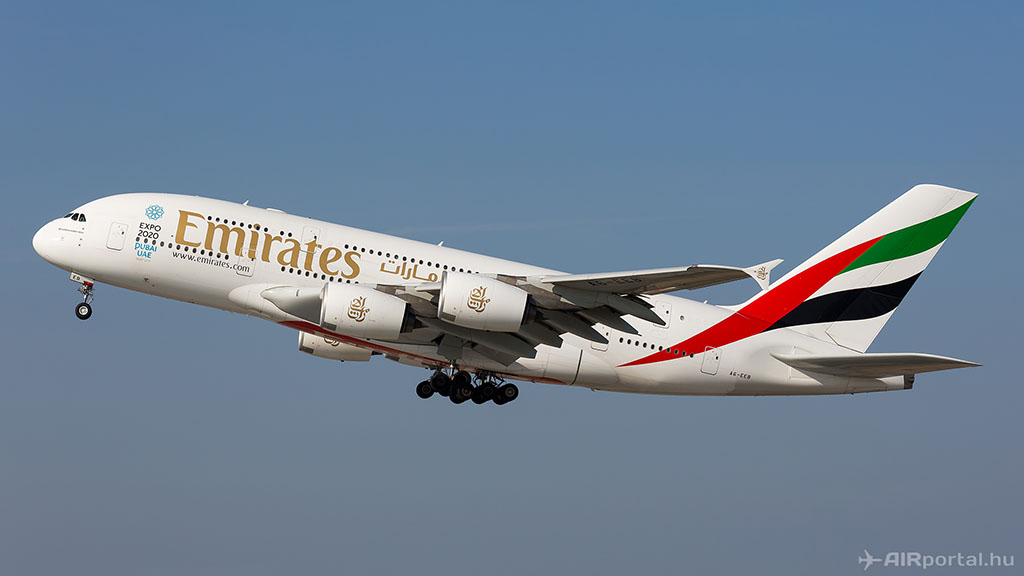 Az Emirates Airbus A380-800-as repülőgépének felszállása. (Fotó: AIRportal.hu) | © AIRportal.hu