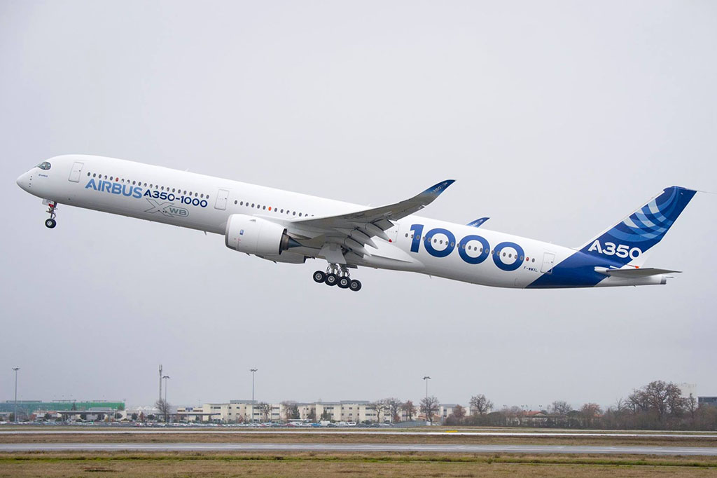 Levegőben az A350-1000 második tesztpéldánya. (Fotó: Airbus) | © AIRportal.hu