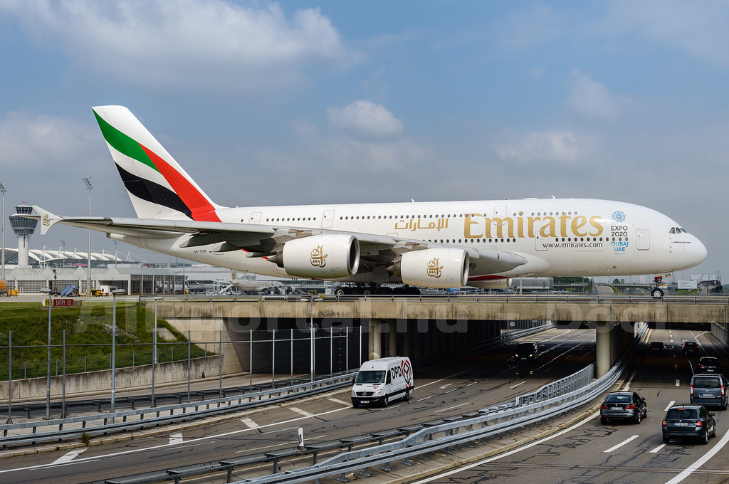 Az Emirates A380-asa Münchenben. (Fotó: AIRportal.hu) | © AIRportal.hu