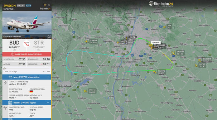 Madárral ütközött és visszafordult Budapestre a Eurowings repülőgépe