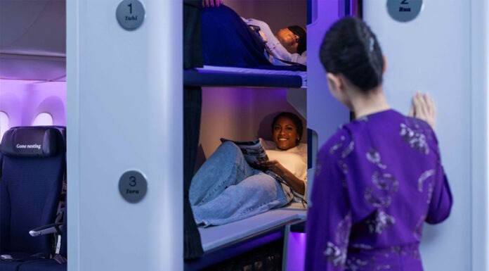 Új részletek az Air New Zealand turista osztályú alvófülkéiről