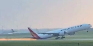 Átstartolás közben súrolta a futópályát egy Boeing 777-300ERSF farokrésze