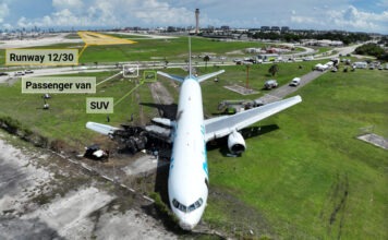Instabil megközelítés, késői földet érés, többszöri elpattanás a Miami-túlfutás előtt